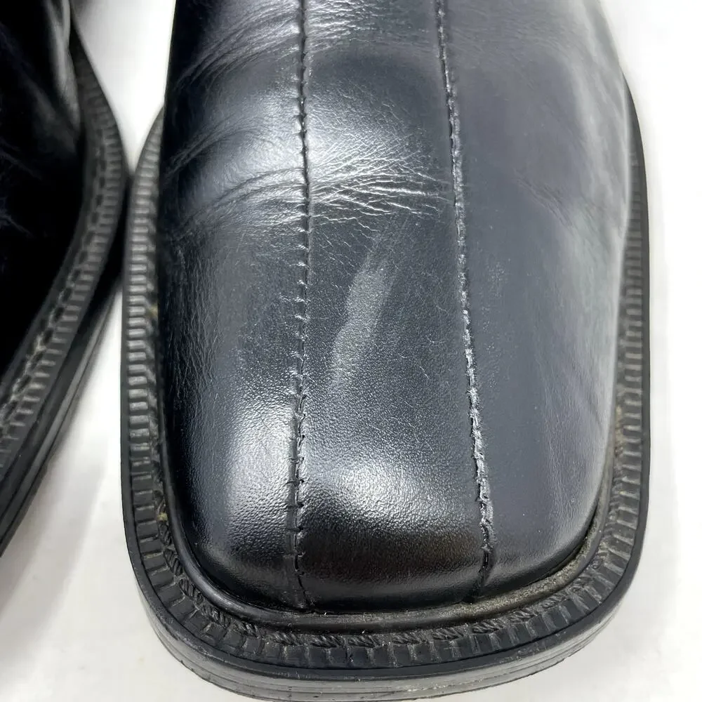 Venturini Black Leather Square Toe Lace Up Chelsea Boots Mens 9